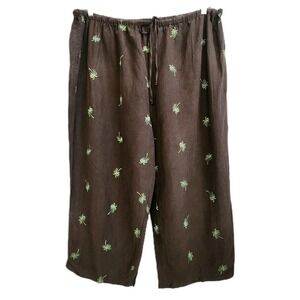 Dress Barn Linen Silk Pants Sz 24 Resort Wear Vacation Beachy Flowy Crop‎ Brown